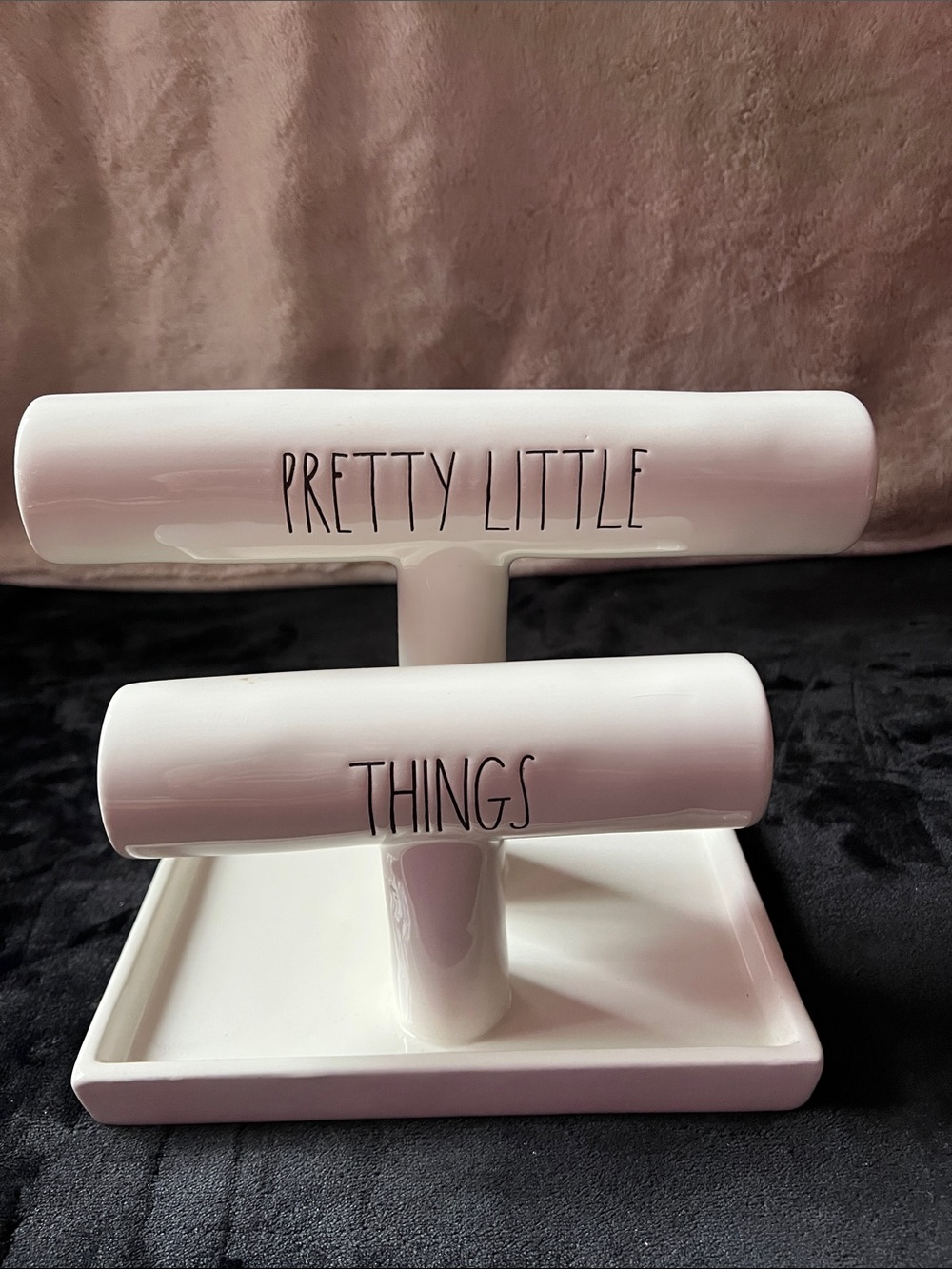 Rae Dunn White 'Pretty Little Things' Ceramic Jewelry T-Bar Stand